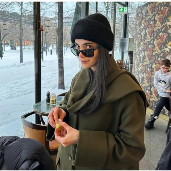 ZARA KHAKI MANTECO WOOL SCARF COAT size XS/S - Picture 7 of 17